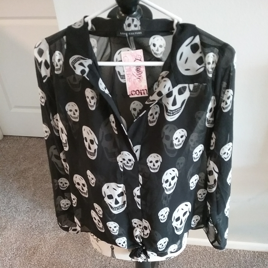 Brand New Love Culture Skull Dressy Top